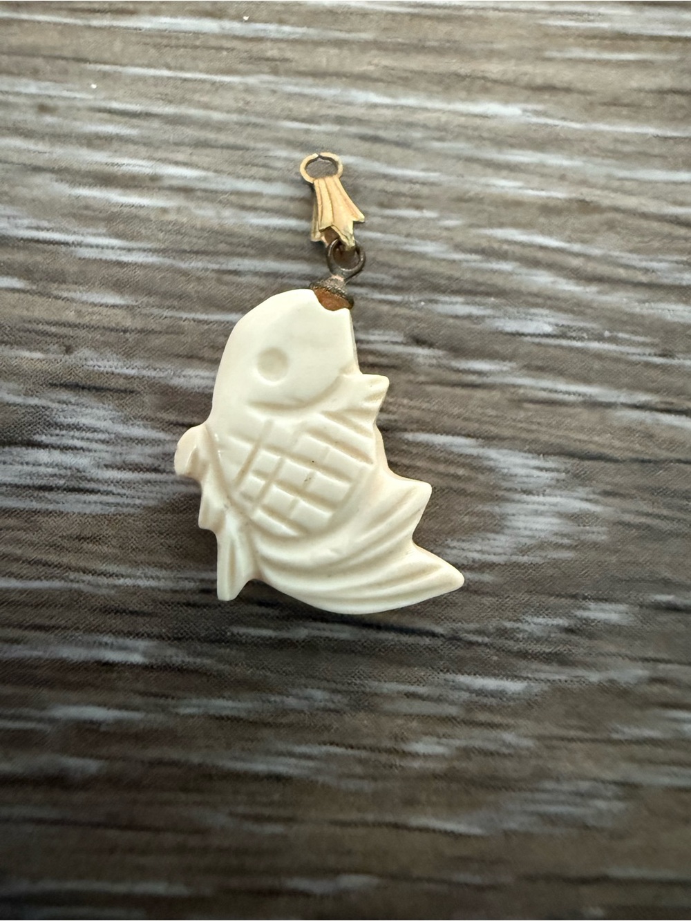 Vintage Faux Ivory Koi Fish Pendant